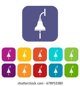 Ship bell icons set vector illustration in flat style In colors red, blue, green and other
