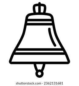 Ship bell line icon, Sea cruise concept, Nautical alarm equipment sign on white background, boat bell icon in outline style for mobile concept and web design. Vector graphics