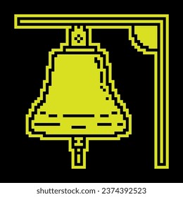 Campana de envío montada. Llamando a la campana en el bote. Vector simple negro y amarillo