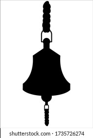 Ship bell silhouette - vector illustration for logo or sign. Ship bell for signaling with ropes - pictogram or icon. Navy.