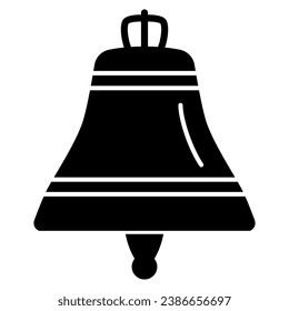 Ship bell solid icon, Sea cruise concept, Nautical alarm equipment sign on white background, boat bell icon in glyph style for mobile concept and web design. Vector graphics