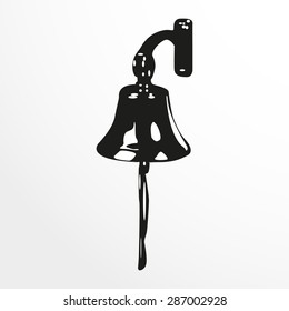 Ship bell. Vector illustration. Black and white view.
