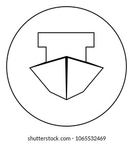 Ship black icon in circle outline