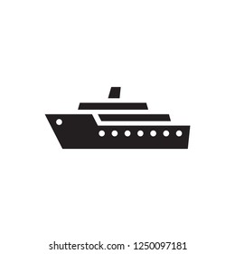 Ship - black icon on white background vector illustration. Marine sail boat concept sign. Transport symbol. Graphic design element. 