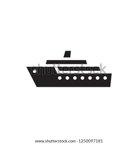 Ship - black icon on white background vector illustration. Marine sail boat concept sign. Transport symbol. Graphic design element. 