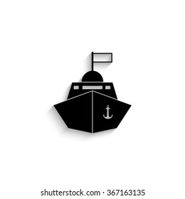 Ship - black vector  icon with shadow