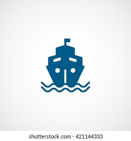 Ship Blue Flat Icon On White Background