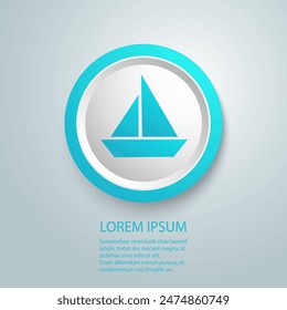 Ship blue icon vector template, Travel design icon concepts, Creative design vector sign flat