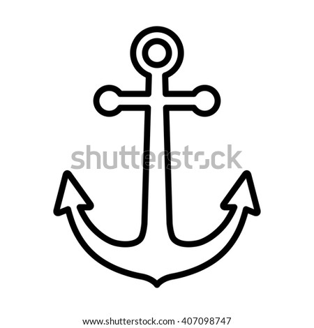 Ship or boat anchor line art vector icon for apps and websites