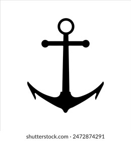 Ship boat anchor silhouette isolated on white background. Anchor icon vector illustration design.