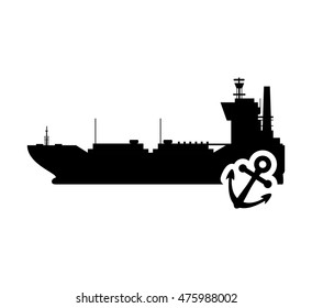 ship boat anchor transportation nautical marine silhouette icon. Flat and Isolated design. Vector illustration
