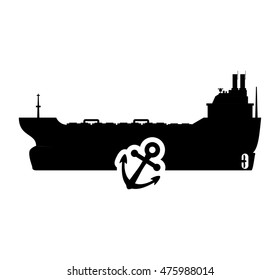 ship boat anchor transportation nautical marine silhouette icon. Flat and Isolated design. Vector illustration