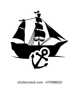 ship boat anchor transportation nautical marine silhouette icon. Flat and Isolated design. Vector illustration