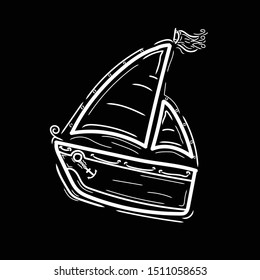ship or boat with black background
