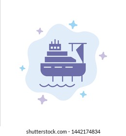 Ship, Boat, Cargo, Construction Blue Icon on Abstract Cloud Background