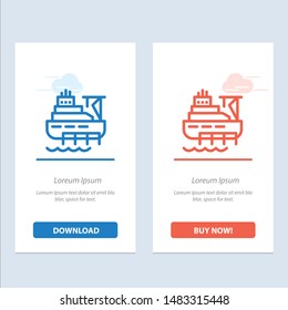 Ship, Boat, Cargo, Construction  Blue and Red Download and Buy Now web Widget Card Template