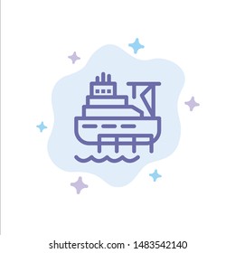 Ship, Boat, Cargo, Construction Blue Icon on Abstract Cloud Background