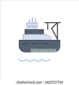 Ship, Boat, Cargo, Construction  Flat Color Icon. Vector icon banner Template