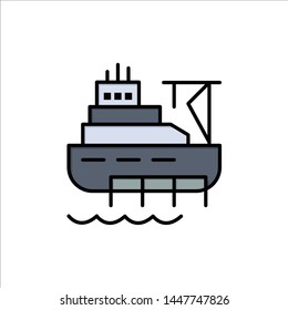 Ship, Boat, Cargo, Construction  Flat Color Icon. Vector icon banner Template