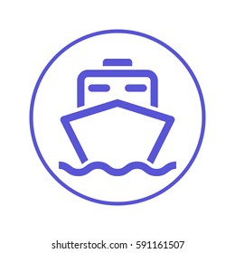 Ship, boat circular line icon. Round sign. Flat style vector symbol