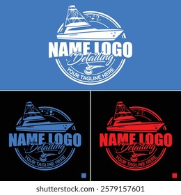 Ship and boat detailing concept logo design template. Boat with detailing concept logo. Great to use as your boat company logo