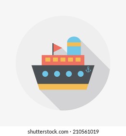 ship, boat flat icon with long shadow