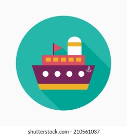 ship, boat flat icon with long shadow