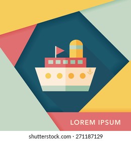 ship boat flat icon with long shadow,eps10