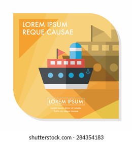 ship boat flat icon with long shadow,eps10