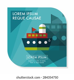 ship boat flat icon with long shadow,eps10