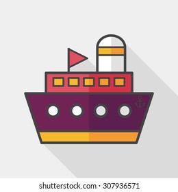 ship boat flat icon with long shadow,eps10