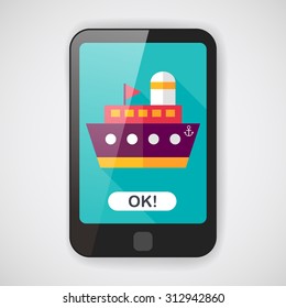 ship boat flat icon with long shadow,eps10