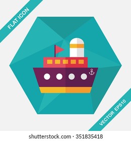 ship boat flat icon with long shadow,eps10