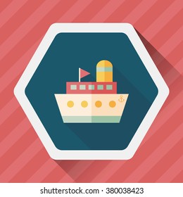 ship boat flat icon with long shadow,eps10