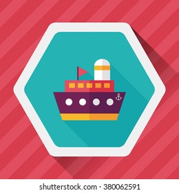 ship boat flat icon with long shadow,eps10