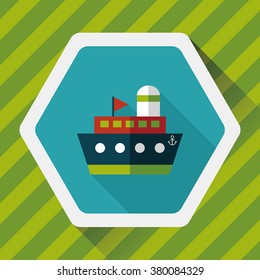 ship boat flat icon with long shadow,eps10