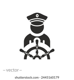 ship boat helm icon, captain, steering wheel, flat symbol - vector illustration