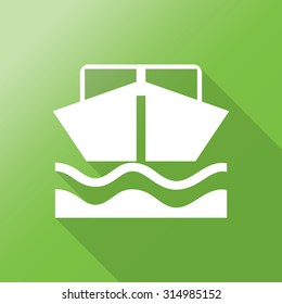 ship boat icon with long shadow. 