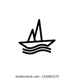 Ship or Boat Icon on Line Art Thin Line  Style. White Background Performed. EPS 10.