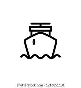 Ship or Boat Icon on Line Art Thin Line  Style. White Background Performed. EPS 10.