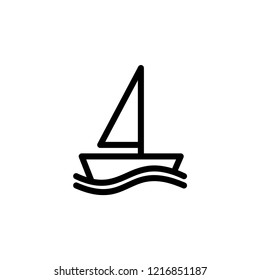 Ship or Boat Icon on Line Art Thin Line  Style. White Background Performed. EPS 10.