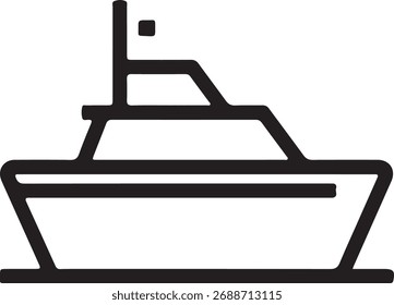 Icono de barco en estilo de Vector de contorno con fondo blanco