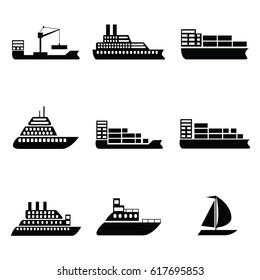Ship and boat icon set