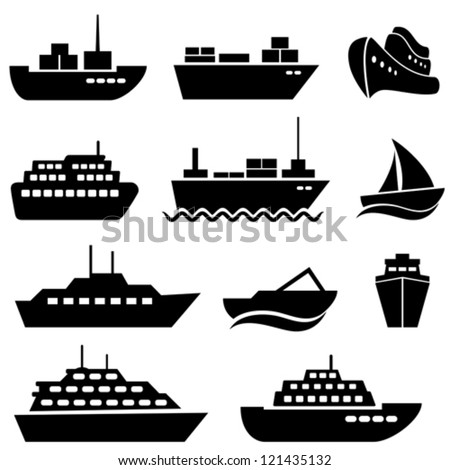 Ship and boat icon set