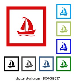 Ship, boat icon set. color on a white background