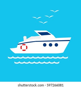 Ship boat icon vector illustration flat style