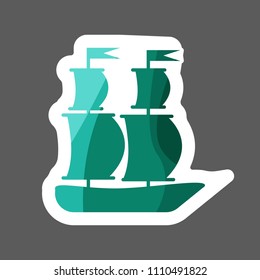 Ship, boat icon. Vector sail ship. Colored sticker icon .Layers grouped for easy editing illustration.  For your design.