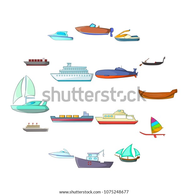 Ship Boat Icons Set Cartoon Style Stock Vector (Royalty Free ...