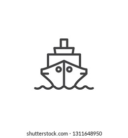 Ship boat line icon. linear style sign for mobile concept and web design. Cruise ship outline vector icon. Shipping delivery symbol, logo illustration. Pixel perfect vector graphics