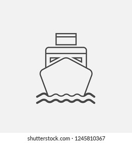 Ship boat line icon with waves